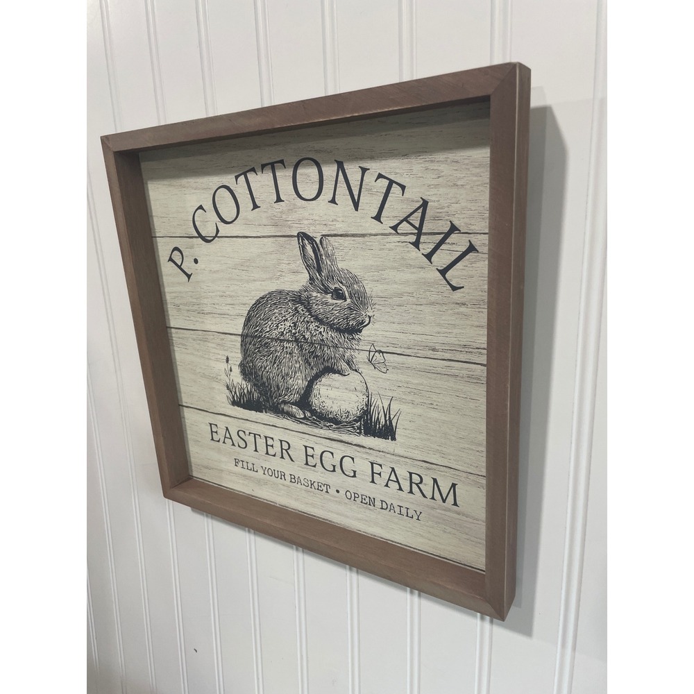 Col House Designs P Cottontail Easter Egg Farm Rustic Farmhouse Wall Sign 11.5in - Picture 2 of 9